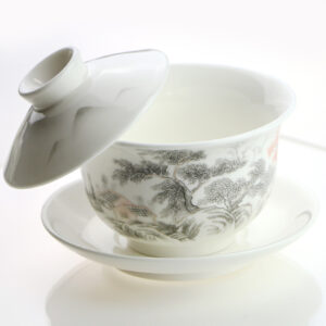 фото - Гайвань гори , с парящей крышкой и блюдцем, фарфор Дехуа, 150 мл