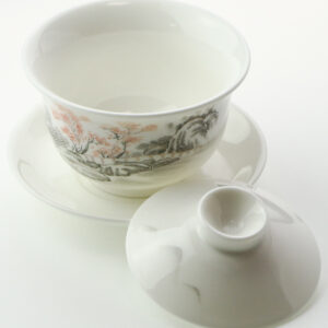 фото - Гайвань гори , с парящей крышкой и блюдцем, фарфор Дехуа, 150 мл