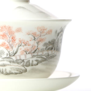 фото - Гайвань гори , с парящей крышкой и блюдцем, фарфор Дехуа, 150 мл