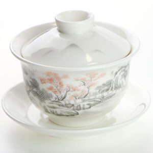 фото - Гайвань гори , с парящей крышкой и блюдцем, фарфор Дехуа, 150 мл