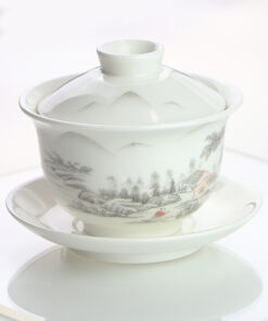 фото - Гайвань гори , с парящей крышкой и блюдцем, фарфор Дехуа, 150 мл
