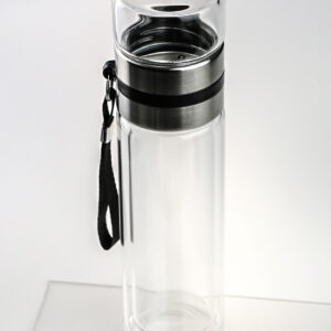 фото - термос стеклянныц инфузер 200мл розовый, металлич