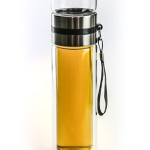 фото - термос стеклянныц инфузер 200мл розовый, металлич