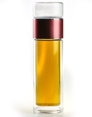 фото - термос стеклянныц инфузер 200мл розовый, металлич