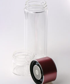 фото - термос стеклянныц инфузер 200мл розовый, металлич