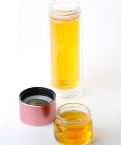 фото - термос стеклянныц инфузер 200мл розовый, металлич