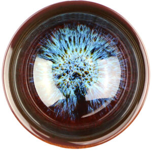 фото - Піала для чаю високий лотос блакитний, чабей, кераміка теммоку, тяньму, 50 мл