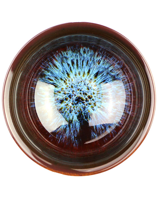 фото - Піала для чаю високий лотос блакитний, чабей, кераміка теммоку, тяньму, 50 мл фото - Піала для чаю високий лотос блакитний, чабей, кераміка теммоку, тяньму, 50 мл